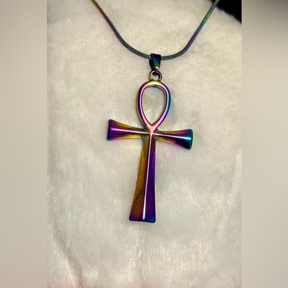 Rainbow Color CROSS Pendant Necklace